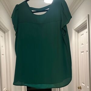LOFT green Blouse with Cutout Detail